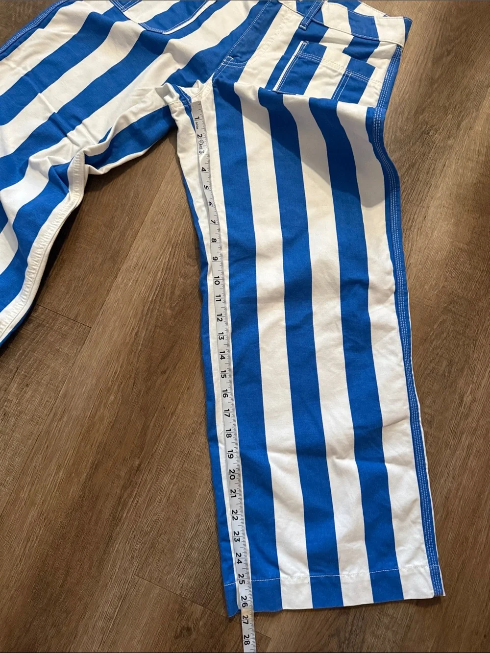 Urban Outfitters BDG Eva Canvas Wide Leg Crop Pant Blue Striped Pants Size 27 - Picture 11 of 15